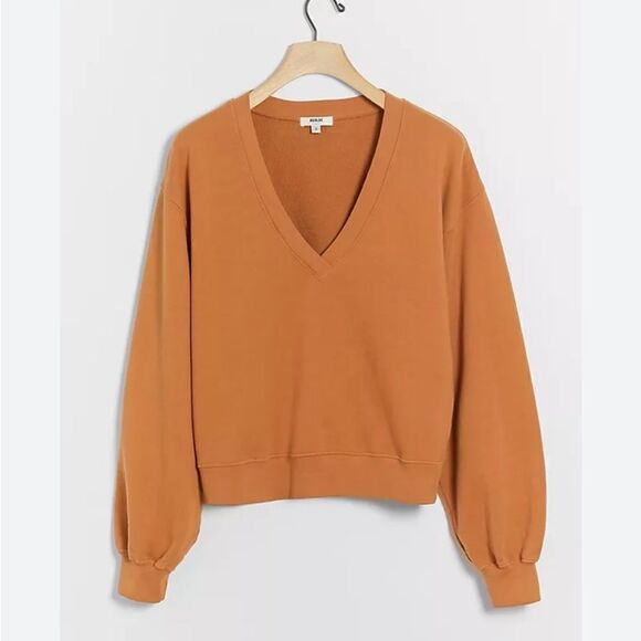 Anthropologie AGOLDE V-Neck Balloon Sleeved Sweatshirt - Picture 1 of 5